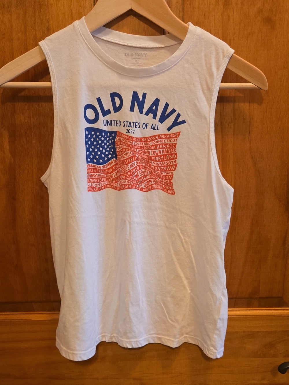 Old Navy Women's White Sleeveless American Flag Tank Top